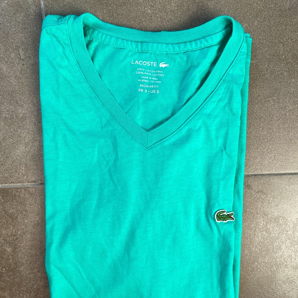 Lacoste Men's Pima Cotton V-Neck T-Shirt Turquoise